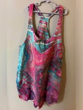 RAGS Adult XL Overall Shortie- Custom Dyed Pink & Blue